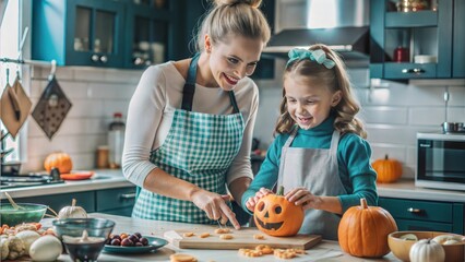 Canvas Print -  mother and her daughter having fun at home