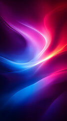 Poster - Abstract blue and pink glowing waves on a dark background.