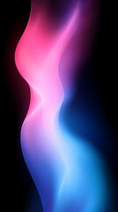 Canvas Print - Abstract blue and pink glowing waves on black background.