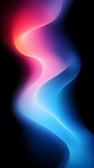 Wall Mural - Abstract blue and pink wavy lines on black background.