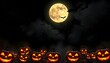 © Natsumae - Halloween pumpkin autumn night moon horror holiday bat illustration dark scary october orange spooky celebration black silhouette design evil cartoon tree fear card season