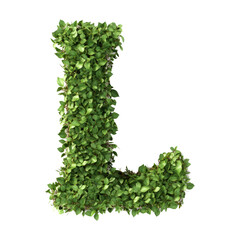 shrubs trimmed into alphabet L isolated on transparent background