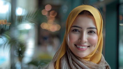 Poster - Cinematic, portrait, A beautiful Malaysian female movie star smiling for the camera, Beardless, young, Beautiful, healthy, AI Generative