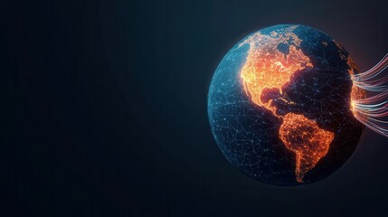 Wall Mural - A glowing AI-powered globe with digital data streams flowing into it, symbolizing global AI connectivity