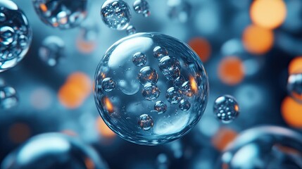 Canvas Print - Nano Medicine and Biotechnology Concept Featuring Organic Polymer Spheres, Highlighting Innovations in Molecular Medicine and Nanotechnology Applications