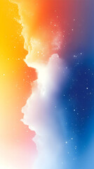 Poster - Abstract colorful background with white clouds and stars.