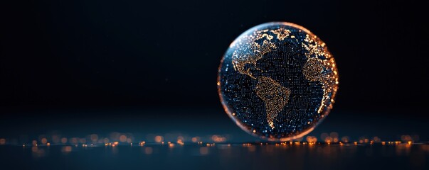 A captivating 3D rendering of a glowing globe, symbolizing connectivity and global unity through sparkling lights.
