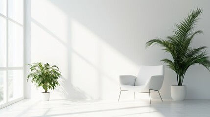 Sticker - Bright and airy minimalist living space with indoor plants and natural light during the day