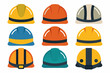 © khafid - Construction helmet, linear icon. construction worker icon set, safety helmet