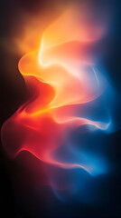 Wall Mural - Abstract flowing colors of red, orange, and blue on black background.