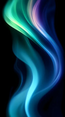 Poster - Abstract glowing blue and green curves on a black background.