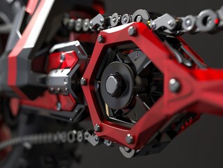 A 3D render of a detailed ATV chain tensioner