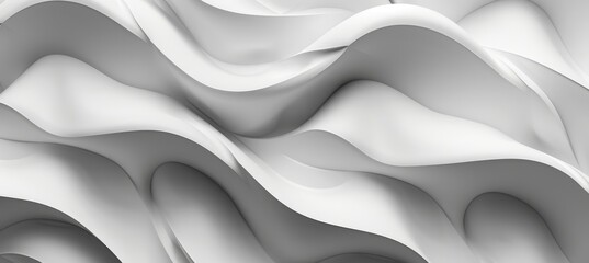 Canvas Print - Abstract White Wavy Background, 3D Rendered, Smooth Minimalist Design, Flowing Lines and Curves