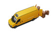© Photocreo Bednarek - Yellow cargo van loading cardboard boxes on transparent background