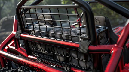 A detailed 3D render of a UTV roll cage padding