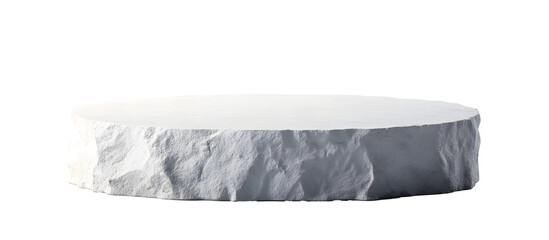 White stone podium platform stage isolated on png background of empty product stand advertising object scene display blank show rock presentation cosmetic beauty concept and minimal nature pedestal.