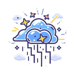 Sticker - Thunderstorm vector icon