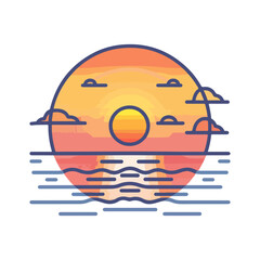 Sticker - Colorful sunset vector icon