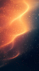 Wall Mural - Abstract orange and black textured background with glowing particles and a wavy pattern.