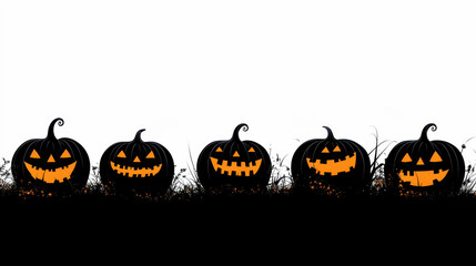 silhouette scary halloween Pumpkin on isolated white background. Holiday event halloween banner background concept.