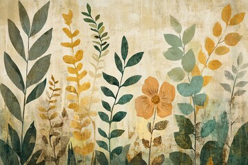 Wall Mural - Garden Whimsy A charming botanical collage