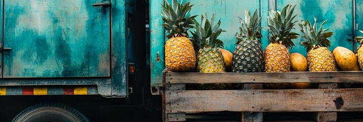 Poster - Juicy Pineapples in Transit