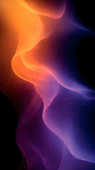 Wall Mural - Abstract purple and orange glowing waves on a black background.