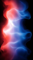 Wall Mural - Abstract red and blue glowing smoke on black background.