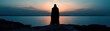 © SITTAKAN - Dark and eerie Grim Reaper silhouette at twilight, flat design, front view, ghostly figure theme, water color, Triadic Color Scheme