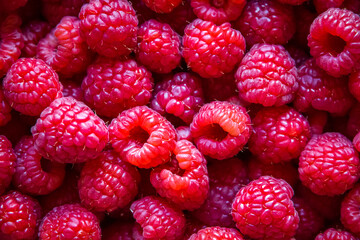 Wall Mural - Raspberries closeup view background