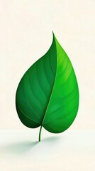 Sticker - Vibrant green leaf on light background for nature design.