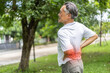 © Art_Photo - Sick unhappy senior adult elderly man touching her muscle injury Lower back suffering from muscles back pain at home.physical injury and healthcare problem