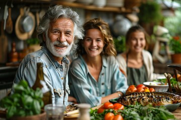 Cozy Multi-Generation Family Weekend Lunch in the Kitchen at Home