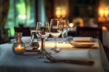 Glasses in an expensive restaurant