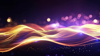 abstract background with purple and blue glowing neon moving high speed wave lines and bokeh lights.