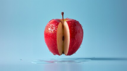 Wall Mural - levitating an apple sliced separated