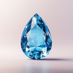 Wall Mural - beautiful and sparkling blue aquamarine gemstone with beautiful teardrop cut on white background