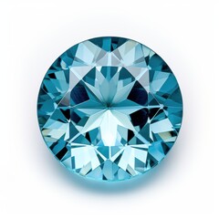 Wall Mural - beautiful and sparkling blue aquamarine gemstone with beautiful cut on white background