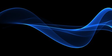 Wall Mural - Abstract dark neon blue liquid waves
