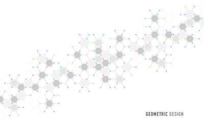 Sticker - Genetic engineering and molecular structure, hexagon DNA network, science chemical and biotechnology concept, innovation technology, healthcare, and medicine design.