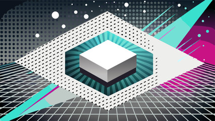 Sticker - Abstract white and grey modern square shape with Halftone. Futuristic concept background