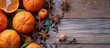 © vxnaghiyev - Bright orange tangerines and anise on a white wooden background create a warm Christmas atmosphere Copy space