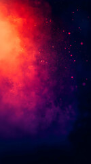 Canvas Print - Red and Purple abstract background with bright glow and particles.