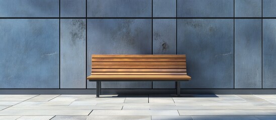 Poster - Vacant wooden bench in contemporary architecture Interior backdrop. with copy space image. Place for adding text or design