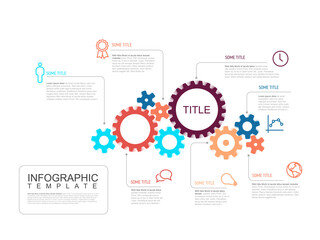 multipurpose infographic report template made from cogwheels icons and descriptions. infochart templ