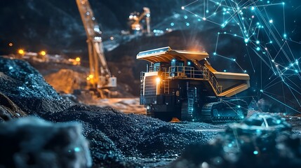 Wall Mural - Automated Monitoring of Industrial Mining Equipment Integrated with IoT Technology for Enhanced Efficiency and Productivity in a Smart Industrial Setting