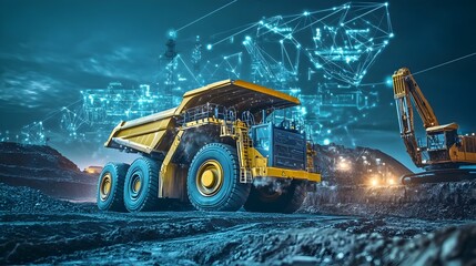 Wall Mural - intelligent mining equipment enhanced with iot technology for automated monitoring and optimization 