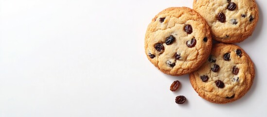 Aufkleber - Homemade butter cookies with raisins White background Copyspace