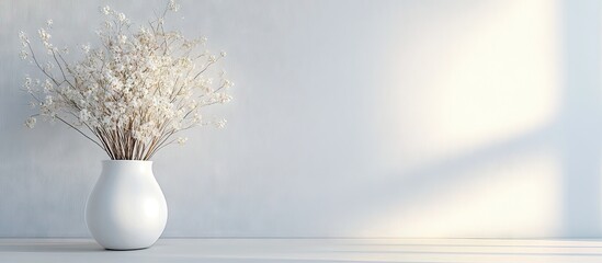 Aufkleber - Beautiful White Dried Flower Pot stock image. with copy space image. Place for adding text or design