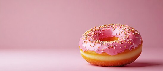 Fototapete - A donut with peanut sprinkles in shallow focus. with copy space image. Place for adding text or design